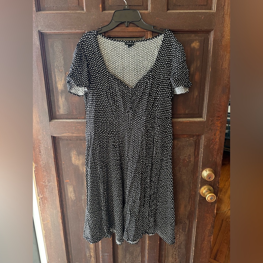 Torrid Skater Black and White Dotted Dress